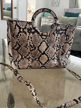 Enzo Angiolini Snake Skin Inspired Bucket Shoulder Bag